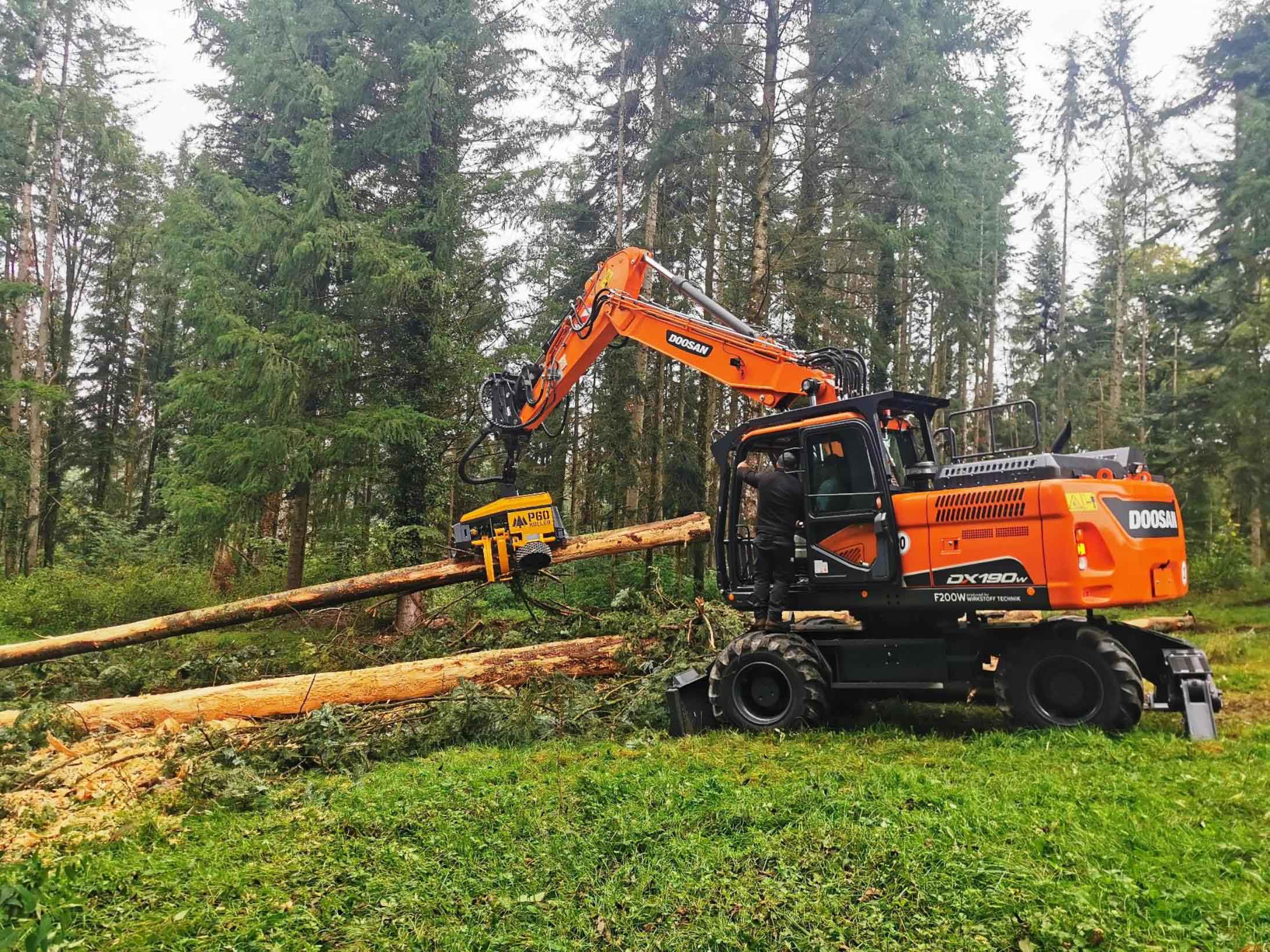 Doosan DX190W-5 modified for forestry work