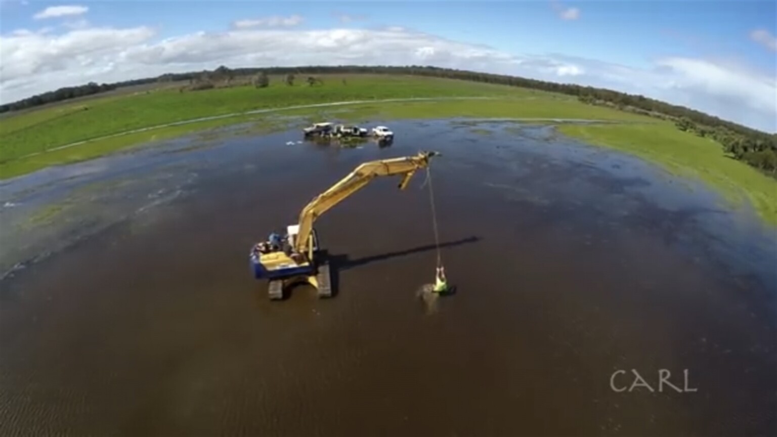 Fun on the water with an excavator