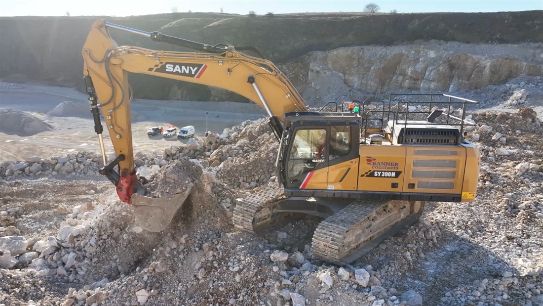 Sany excavators in a Derbyshire limestone quarry.